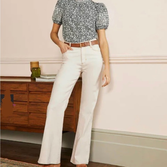 Boden Denim - Boden Women’s High Waist Smart Flare Jeans in Ecru US Size 4 R